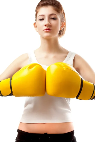 Jonge vrouw bokser — Stockfoto