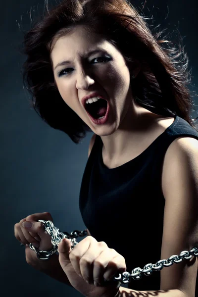 Женское лицо гнева — стоковое фото