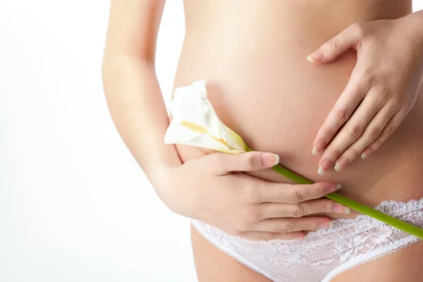 Беременная женщина живот — стоковое фото
