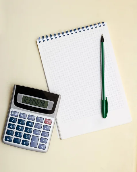 stock image Notebook, pen and calculator