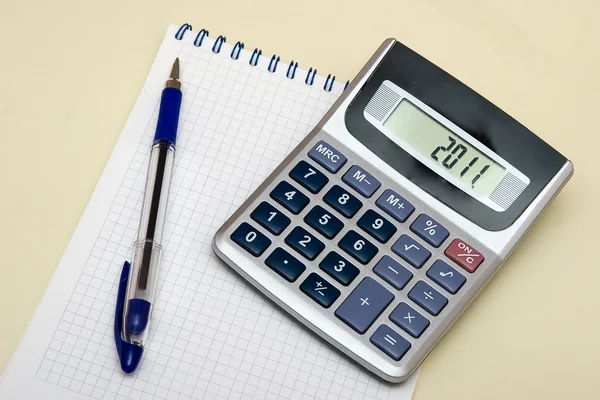 stock image Notebook, pen and calculator