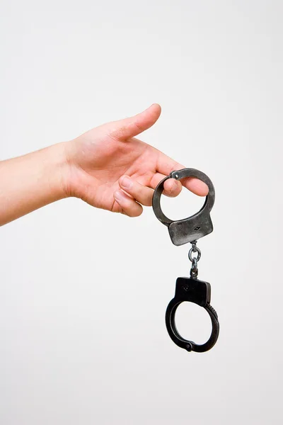 Steel constabulary handcuffs — Stock Photo, Image