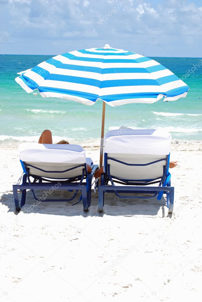 Beach Umbrella and Chairs
