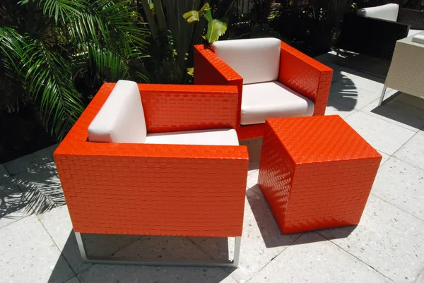 stock image Modern patio furniture setting in the courtyard of an upscale tavern in north miami beach