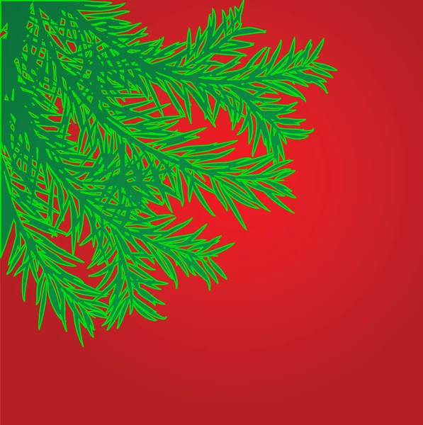 Firry gren på röd bakgrund — Stock vektor