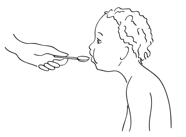 Un enfant mange — Image vectorielle