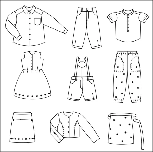 儿童衣服的剪影 — 图库矢量图片