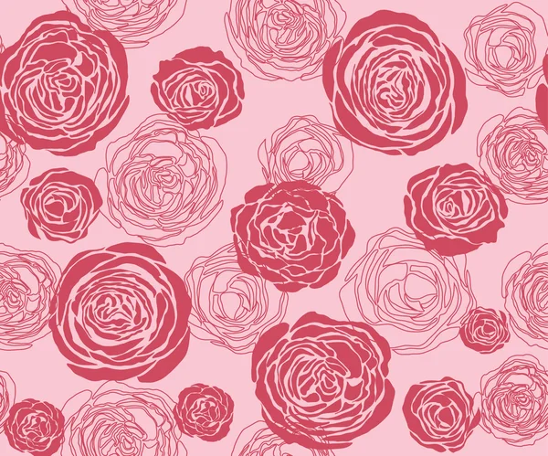 赤いバラとパターン ベクトル イラスト — ストックベクタ