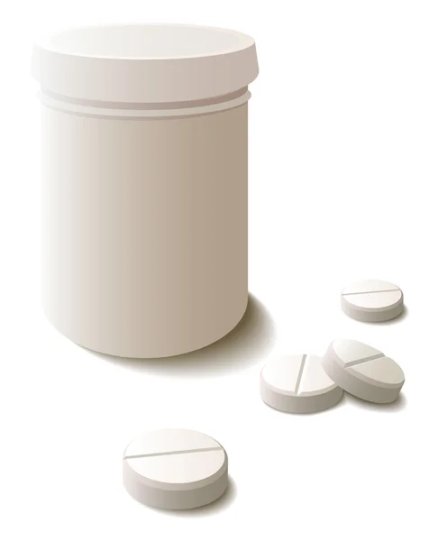 4 つの錠剤と jar の図 — ストックベクタ