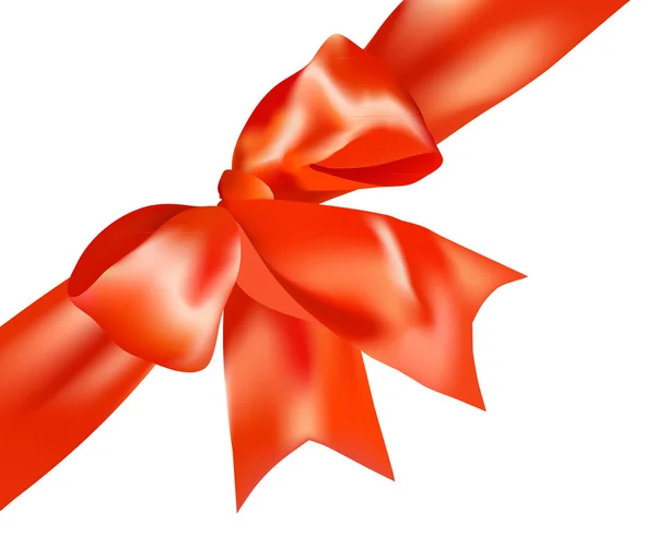 The gift red ribbon and red bow — Stock Vector