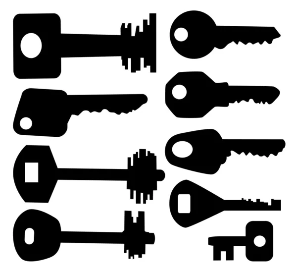 Nine keys silhouette — Stock Vector