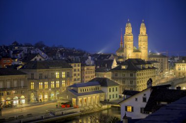 Zurich by night clipart