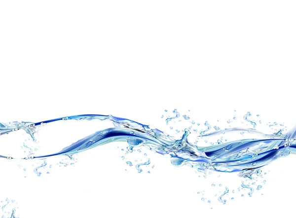 Faíscas Água Azul Sobre Fundo Branco — Fotografia de Stock