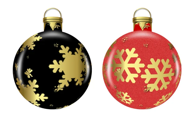 Siyah ve kırmızı Noel topları — Stok fotoğraf