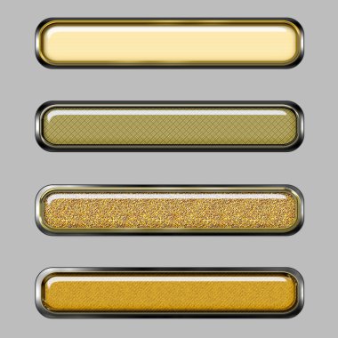 Gold horizontal banner with color lines clipart