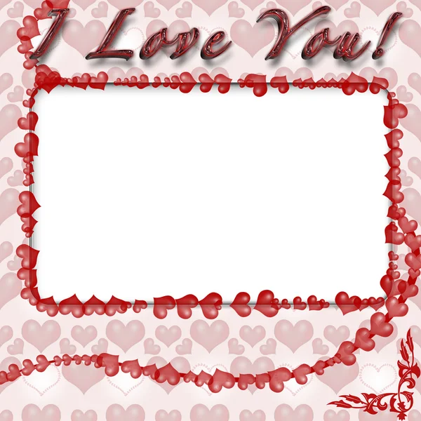 Photo frame with hearts — Stock Photo, Image
