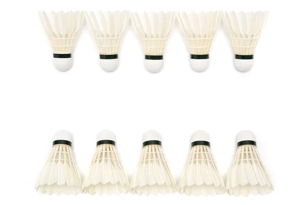 Duas fileiras de badminton shuttlecocks — Fotografia de Stock