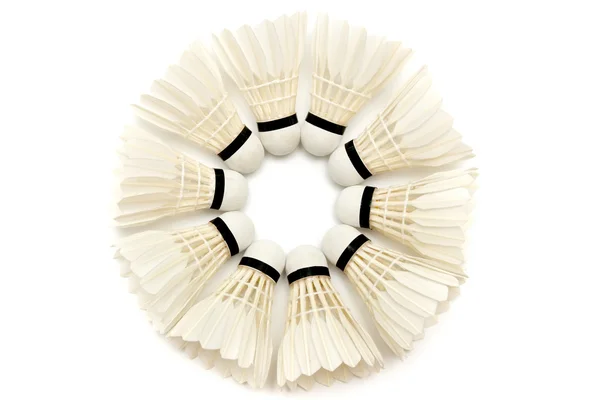 Branco badminton shuttlecocks — Fotografia de Stock