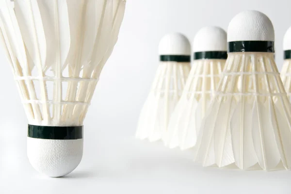 Close-up of white badminton shuttlecocks — Stock Photo, Image