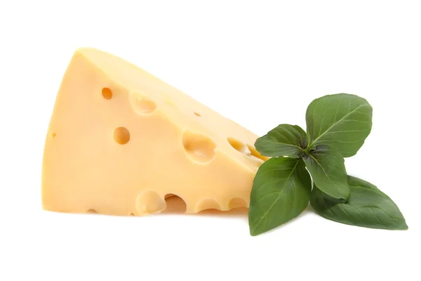 Čerstvý lahodný sýr s bazalkou — Stockfoto