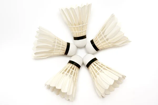 Cinque volanti badminton — Foto Stock