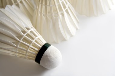 Close-up of white badminton shuttlecocks clipart