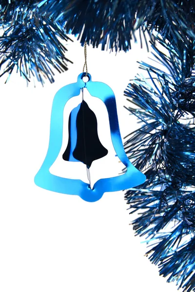 Blauwe glimmende Kerstmis klatergoud bell — Stockfoto
