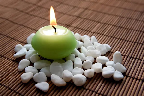 Meditation with burning candle Royalty Free Stock Photos