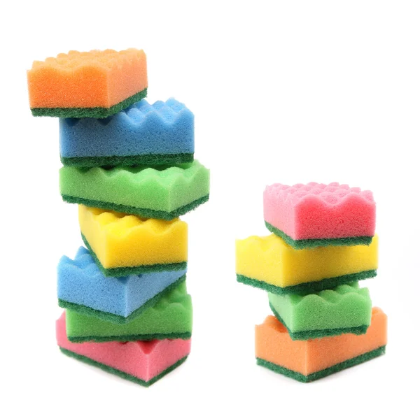 Dois montes de esponjas coloridas — Fotografia de Stock