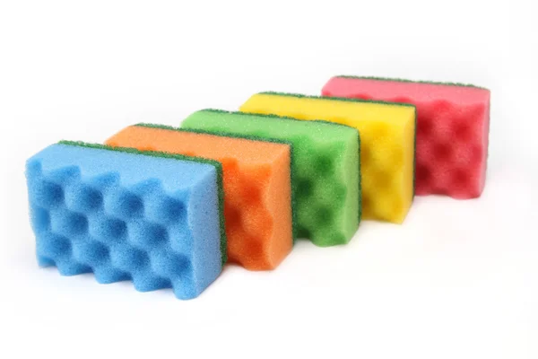 Colorful sponges for cleaning - isolated Royalty Free Stock Photos