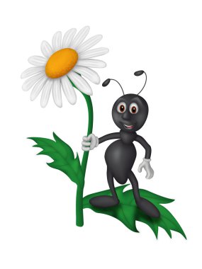 Ants on a daisy clipart