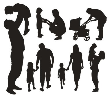 Set of family silhouettes. clipart