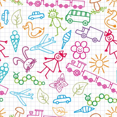 Children's drawings. Doodle background. clipart