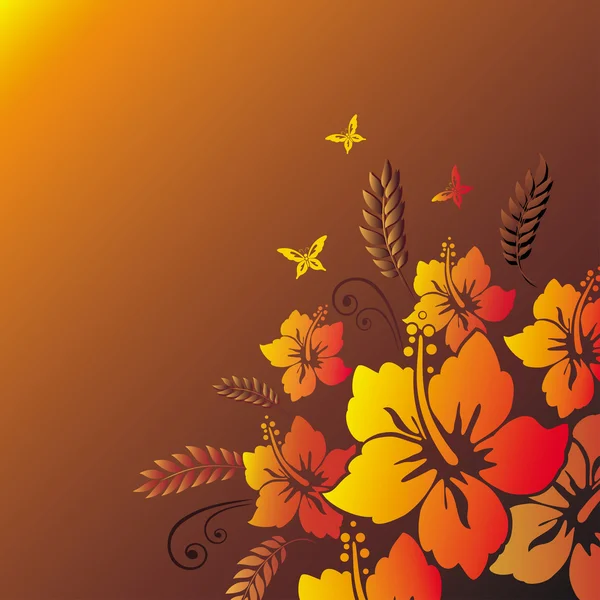 Hibiscus. Fond floral . — Image vectorielle