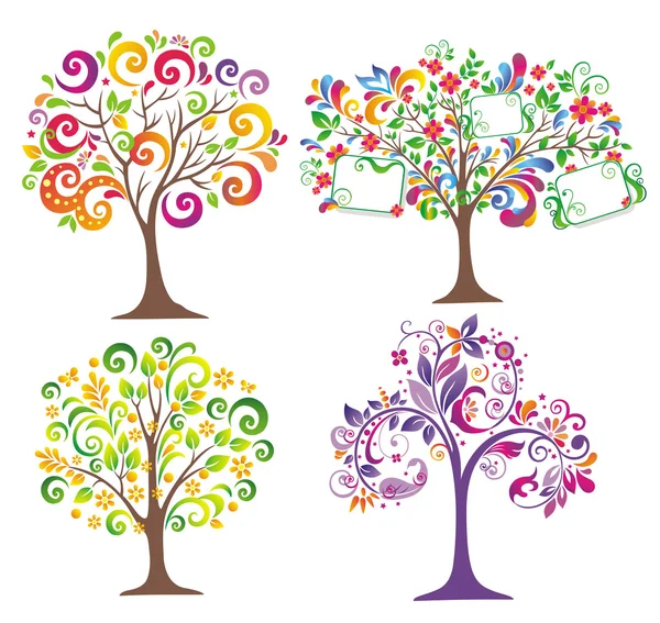 Conjunto de árboles coloridos . — Archivo Imágenes Vectoriales