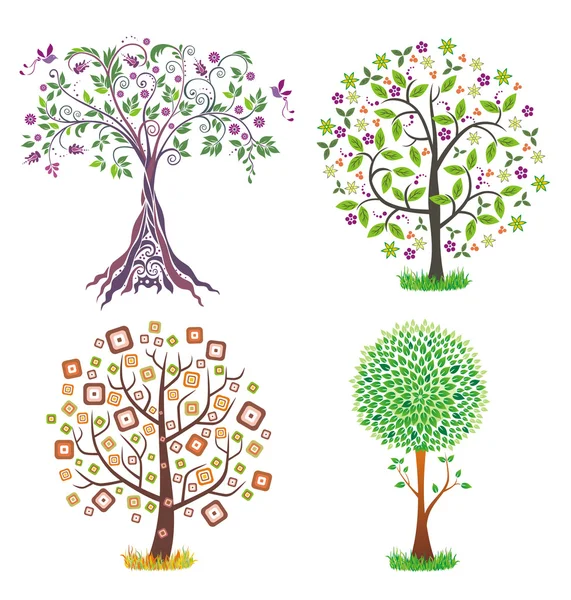 Ensemble d'arbres colorés . — Image vectorielle