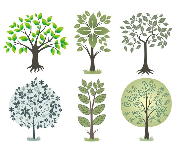 Ensemble d'arbres verts . — Image vectorielle