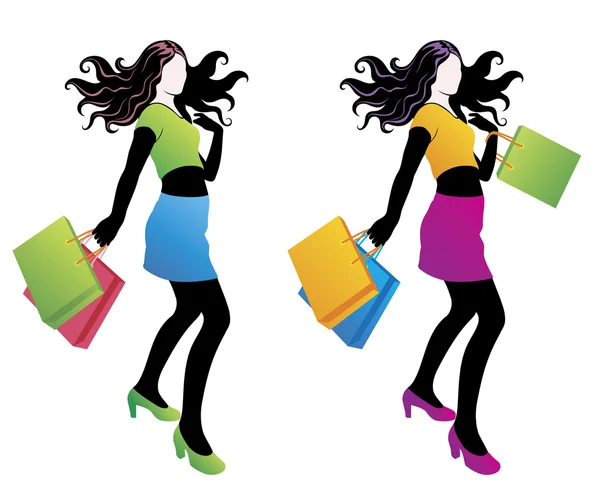 Shopping fille de mode . — Image vectorielle