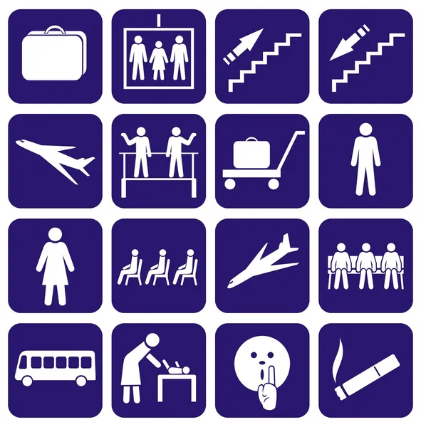 Airport. Station. Icons set. — Stock Vector
