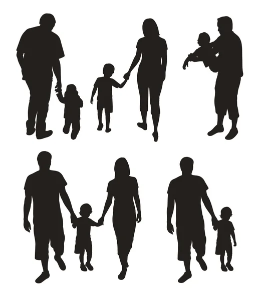 Ensemble de silhouettes familiales. — Image vectorielle