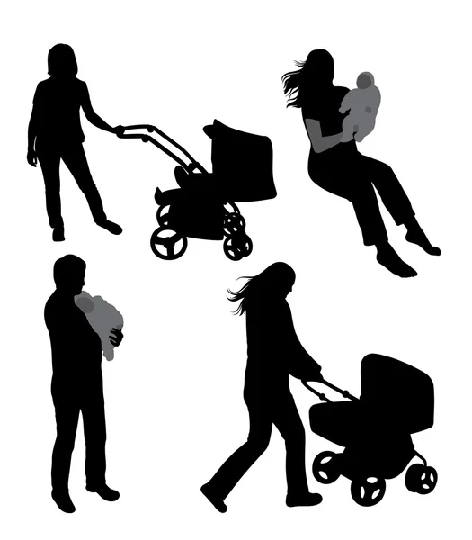 Set of family silhouettes. — Stock Vector