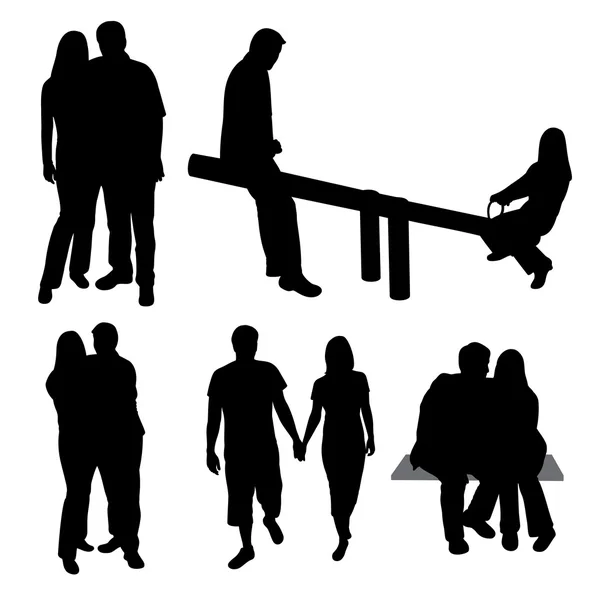 Ensemble de silhouettes de couples . — Image vectorielle