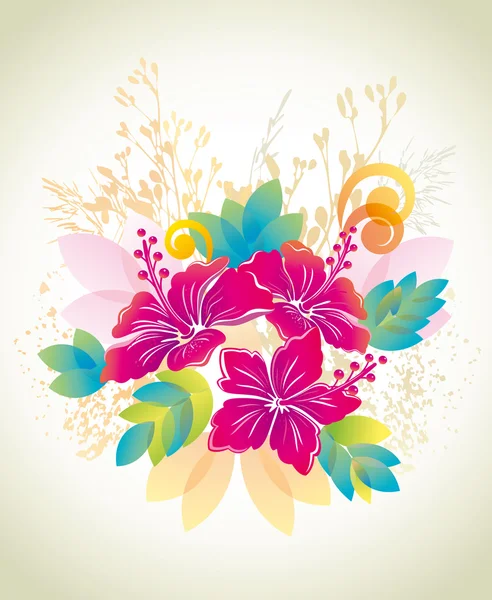 Hibiscus. Fond floral . — Image vectorielle
