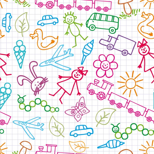 Children's drawings. Doodle background. — Stock Vector