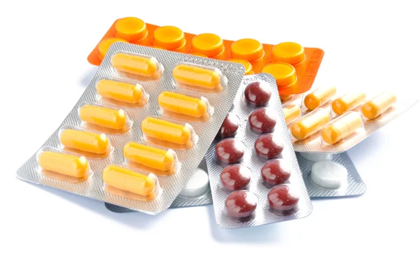 Tabletten Der Verpackung Liegen Auf Weißem Hintergrund Gutem Angebot — Stockfoto