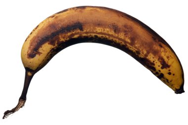 Overripe banana. Isolated over white. clipart