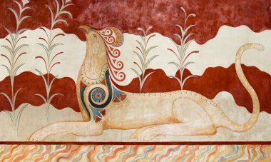 Fresco at Knossos Archeological Site in Crete clipart