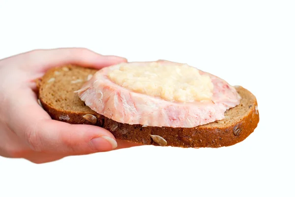 Chleb Boczkiem Chrzanem — Zdjęcie stockowe