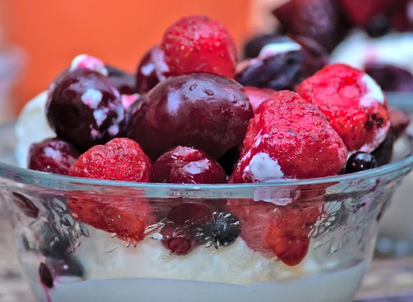 Ice Cream Glass Bowl Frozen Berries — Stock Photo, Image