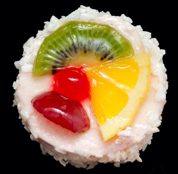 stock image Tutti frutti cake, with lemon, kiwi, cherries, plums